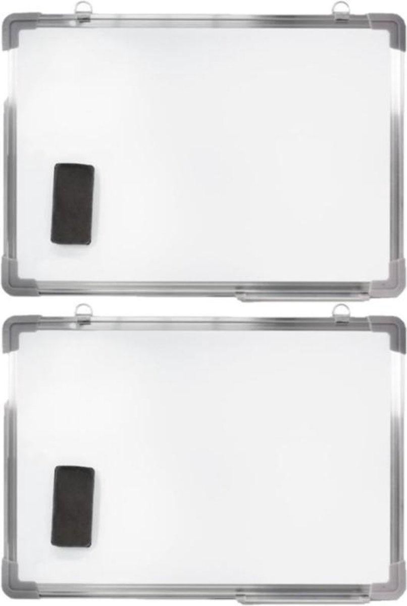 2x Stuks Magnetische Whiteboards Met Pennengoot En Wisser 70 X 50 Cm - Whiteboards