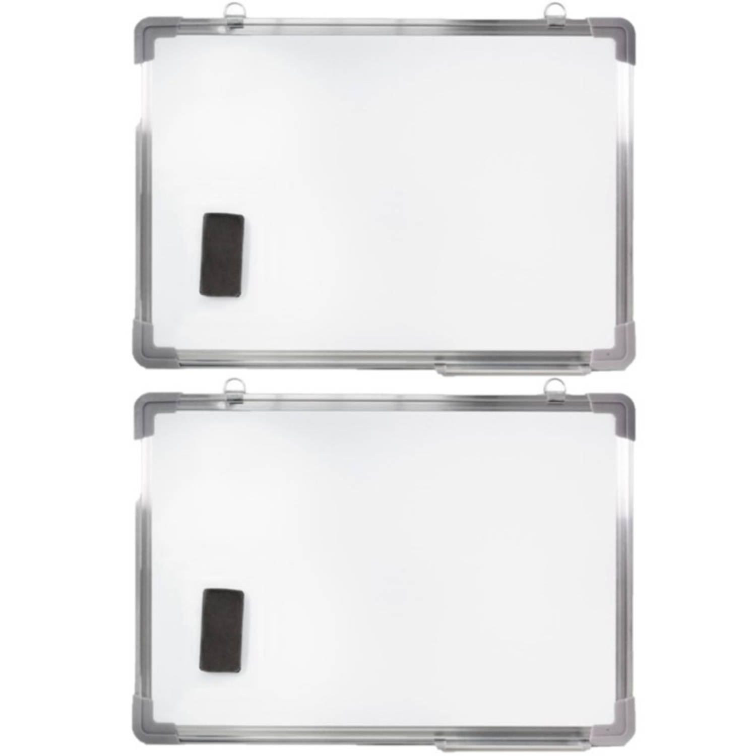 2x Stuks Magnetische Whiteboards Met Pennengoot En Wisser 80 X 60 Cm - Whiteboards