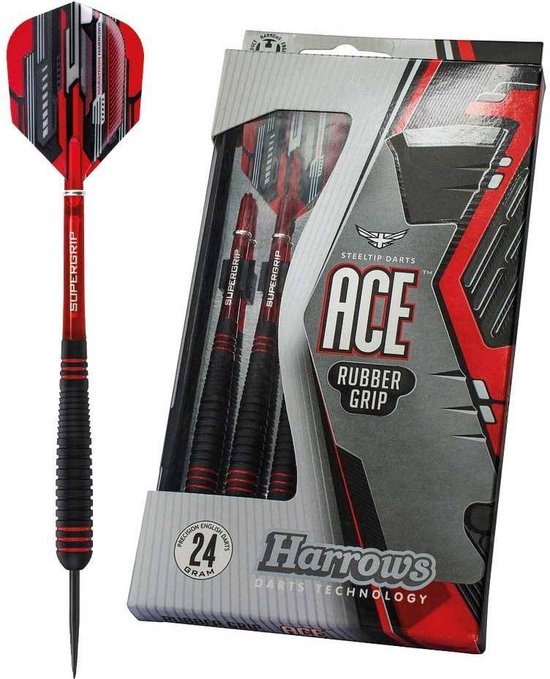 Harrows Dartpijlen Ace Rubber Coated Brass Steeltip - Rood