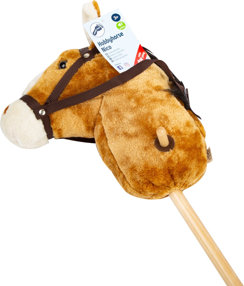 Houten Stokpaardje Licht Met Geluid 105 Cm - Hobbelfiguren - Bruin