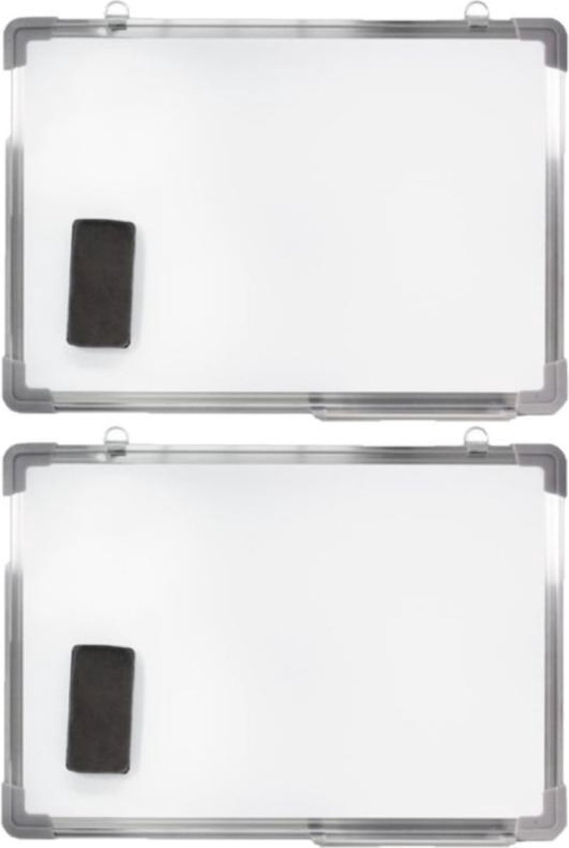 2x Stuks Magnetische Whiteboards Met Pennengoot En Wisser 50 X 35 Cm - Whiteboards