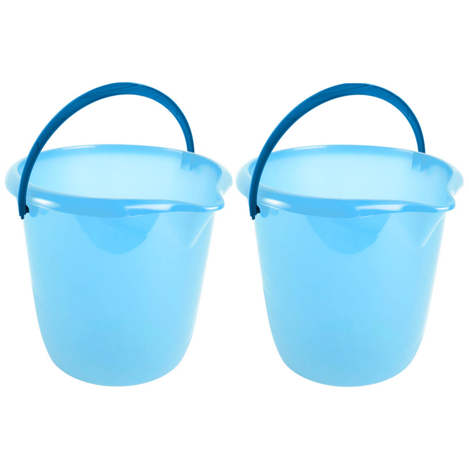 Hega Hogar Set Van 2x Stukse Schoonmaakemmers/huishoudemmers 10 Liter Van Dia 28 Cm - Emmers - Blauw