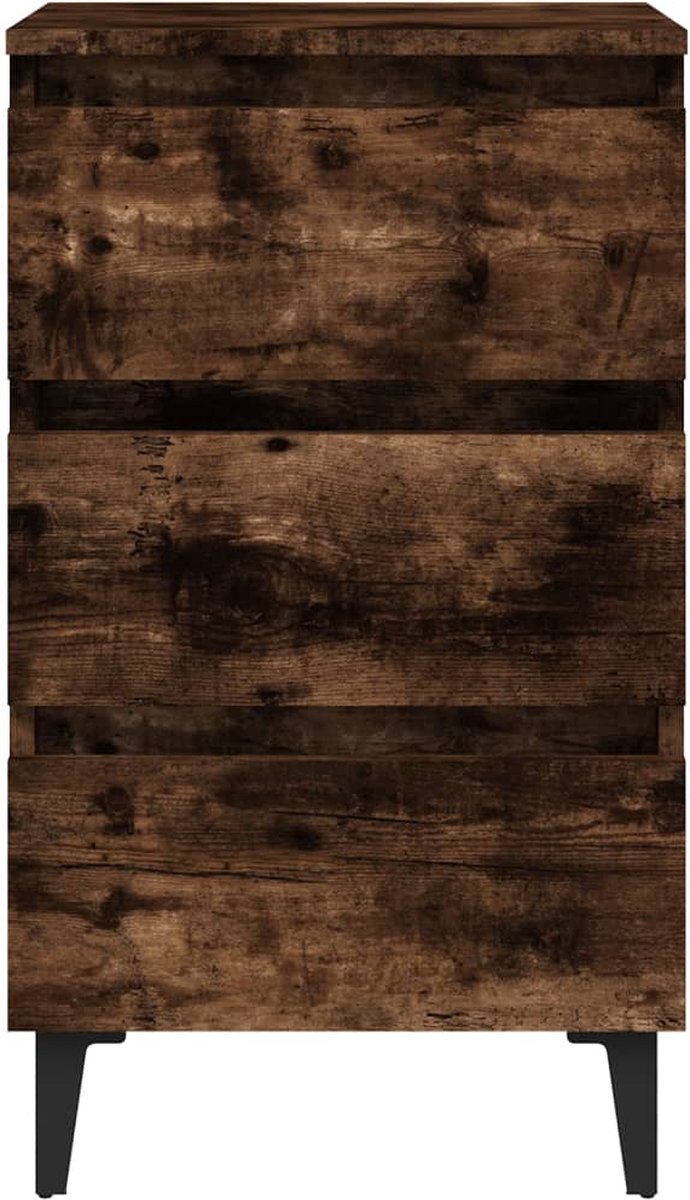 Vidaxl Nachtkastje Met Metalen Poten 40x35x69 Cm Gerookt Eikenkleurig - Bruin