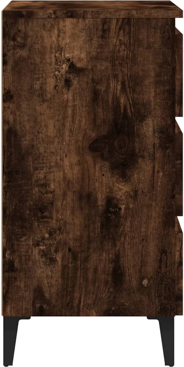 Vidaxl Nachtkastje Met Metalen Poten 40x35x69 Cm Gerookt Eikenkleurig - Bruin