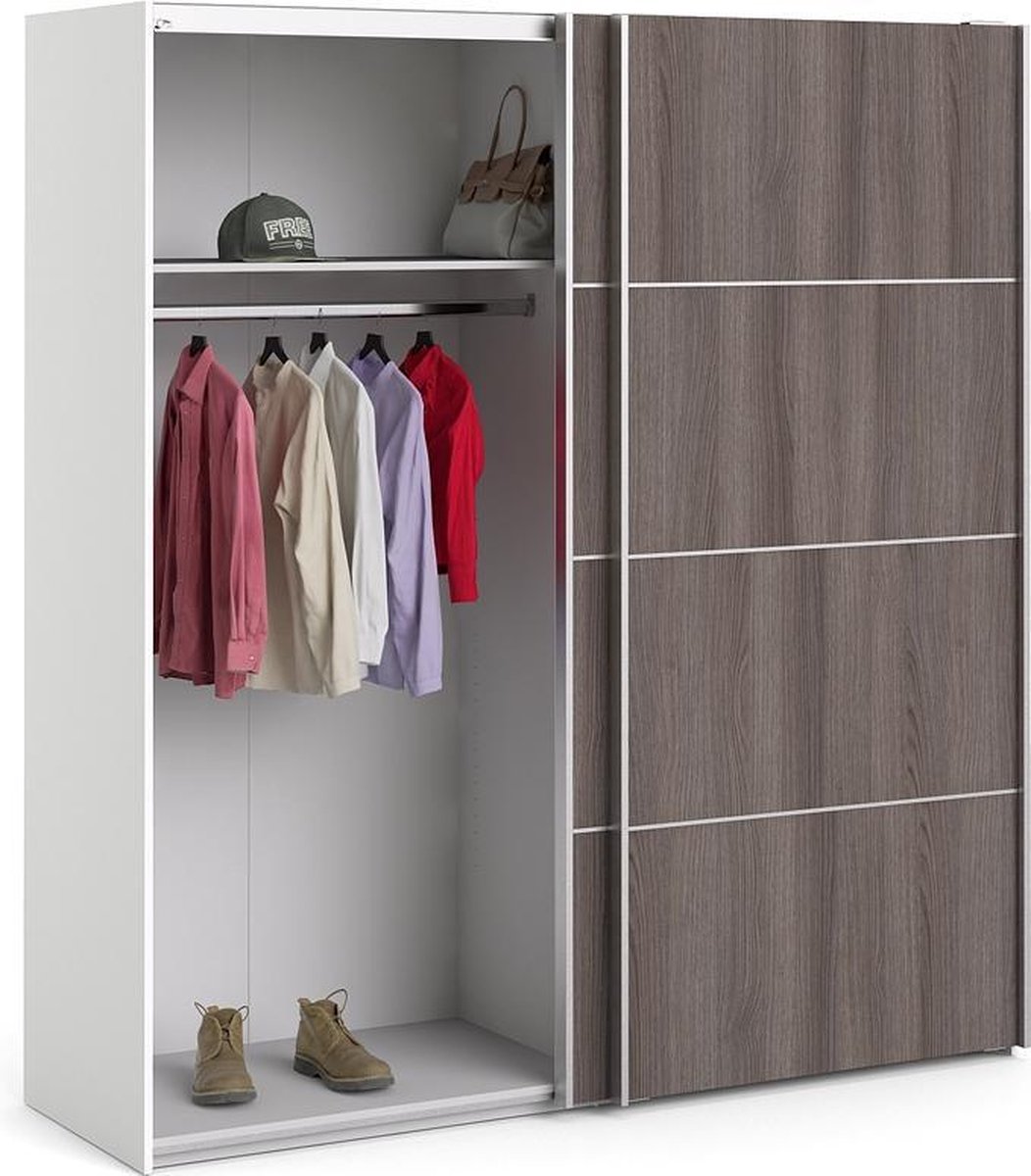 Veto Schuifdeurkast 2 Deuren Breed 183 Cm, Eiken Decor. - Wit