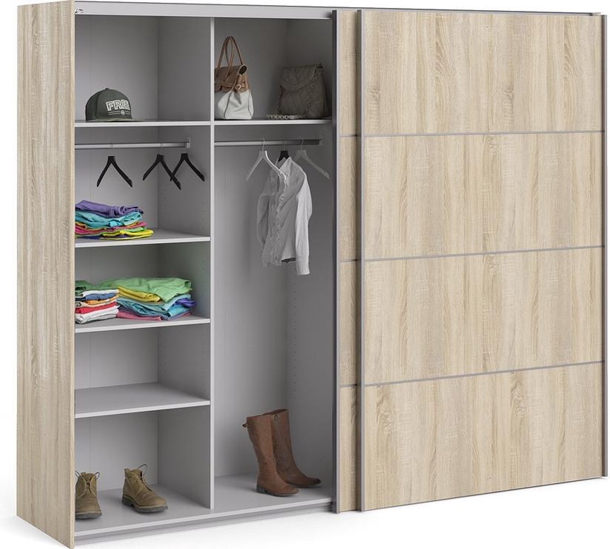 Veto Schuifdeurkast 2 Deuren Breed 243 Cm Eiken Decor. - Geel