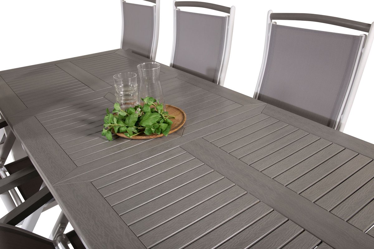 Albany Tuinmeubelset Tafel 90x160/240cm En 8 Stoel 5pos Albany,. - Grijs