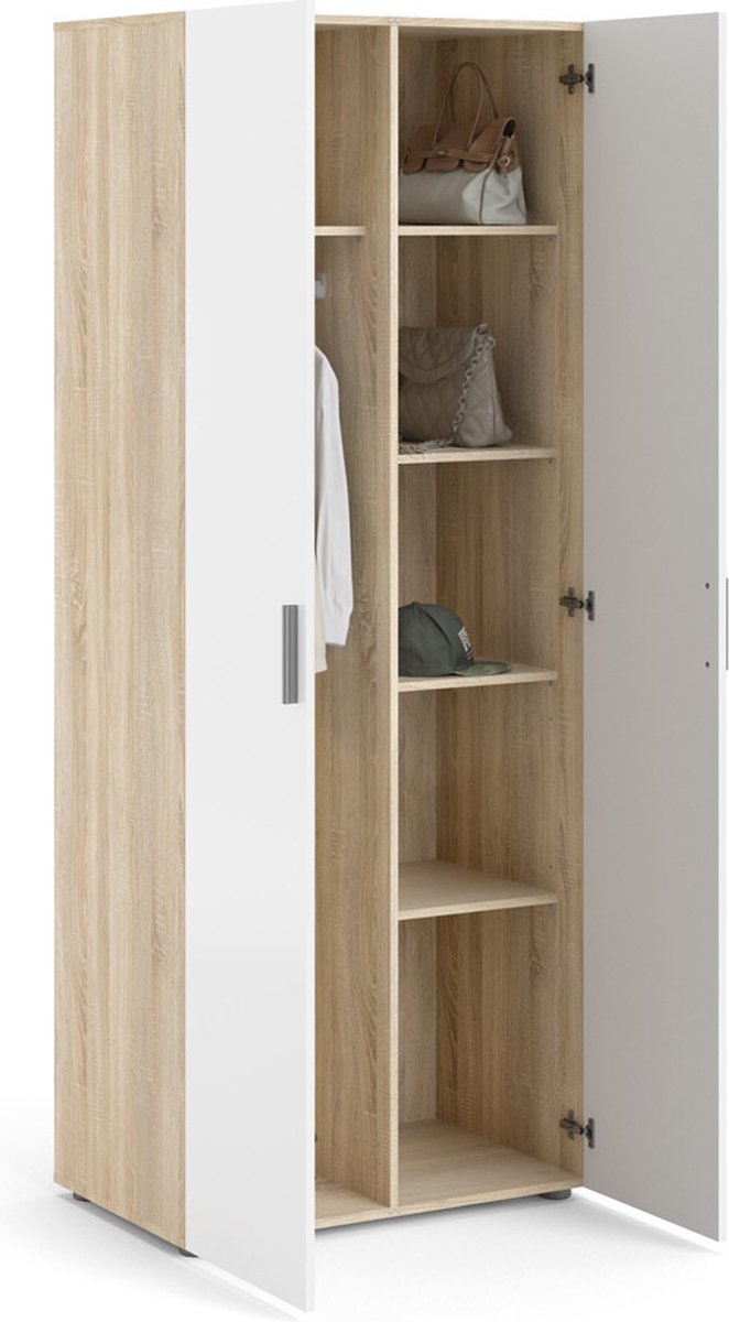 Petra Kledingkast 2 Deuren Decor Eikenstructuur En Hoogglans. - Geel