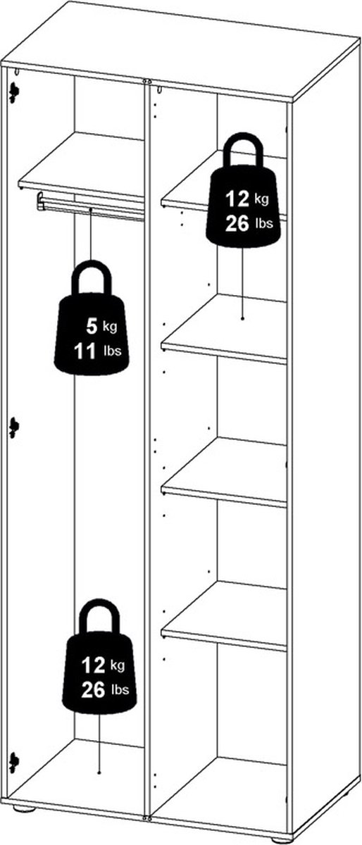 Petra Kledingkast 2 Deuren Decor Eikenstructuur En Hoogglans. - Geel