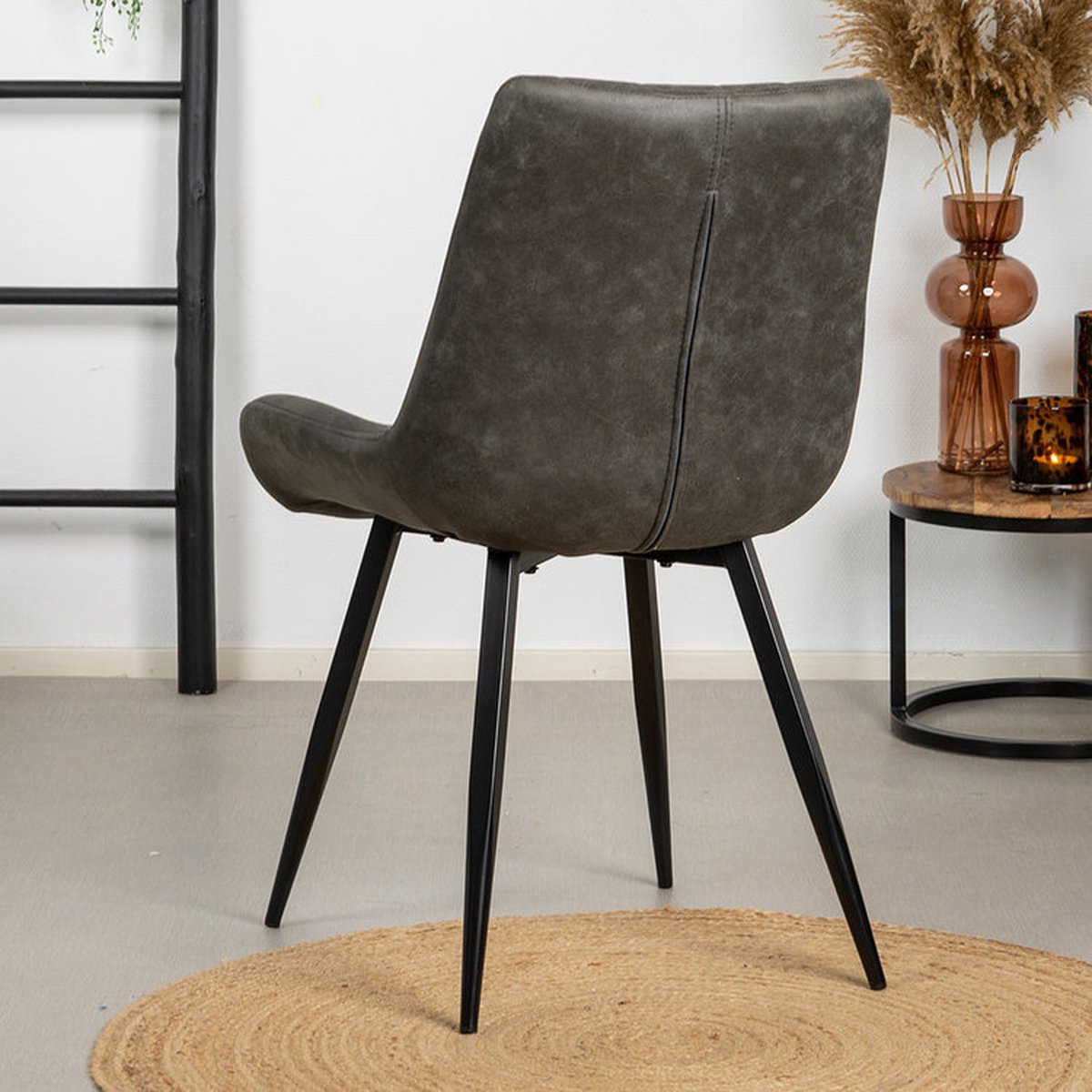 Bronx71 Industriële Eetkamerstoel Brooke Antraciet - Eetkamerstoelen Set Van 4. - Grijs