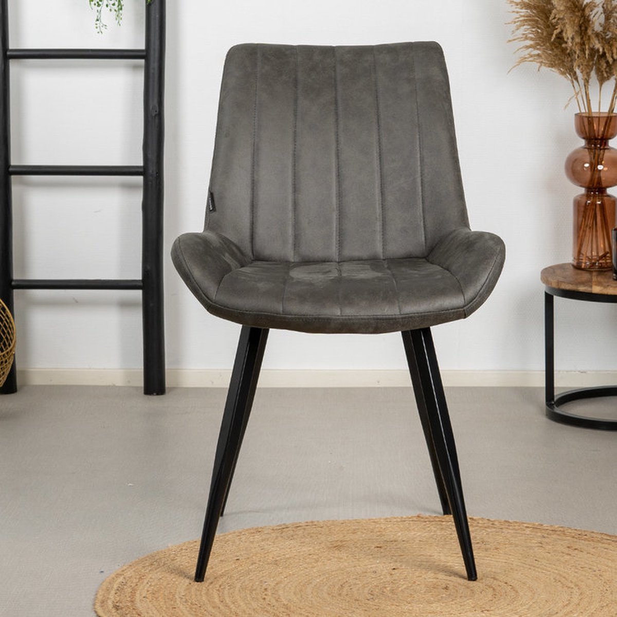 Bronx71 Industriële Eetkamerstoel Brooke Antraciet - Eetkamerstoelen Set Van 4. - Grijs