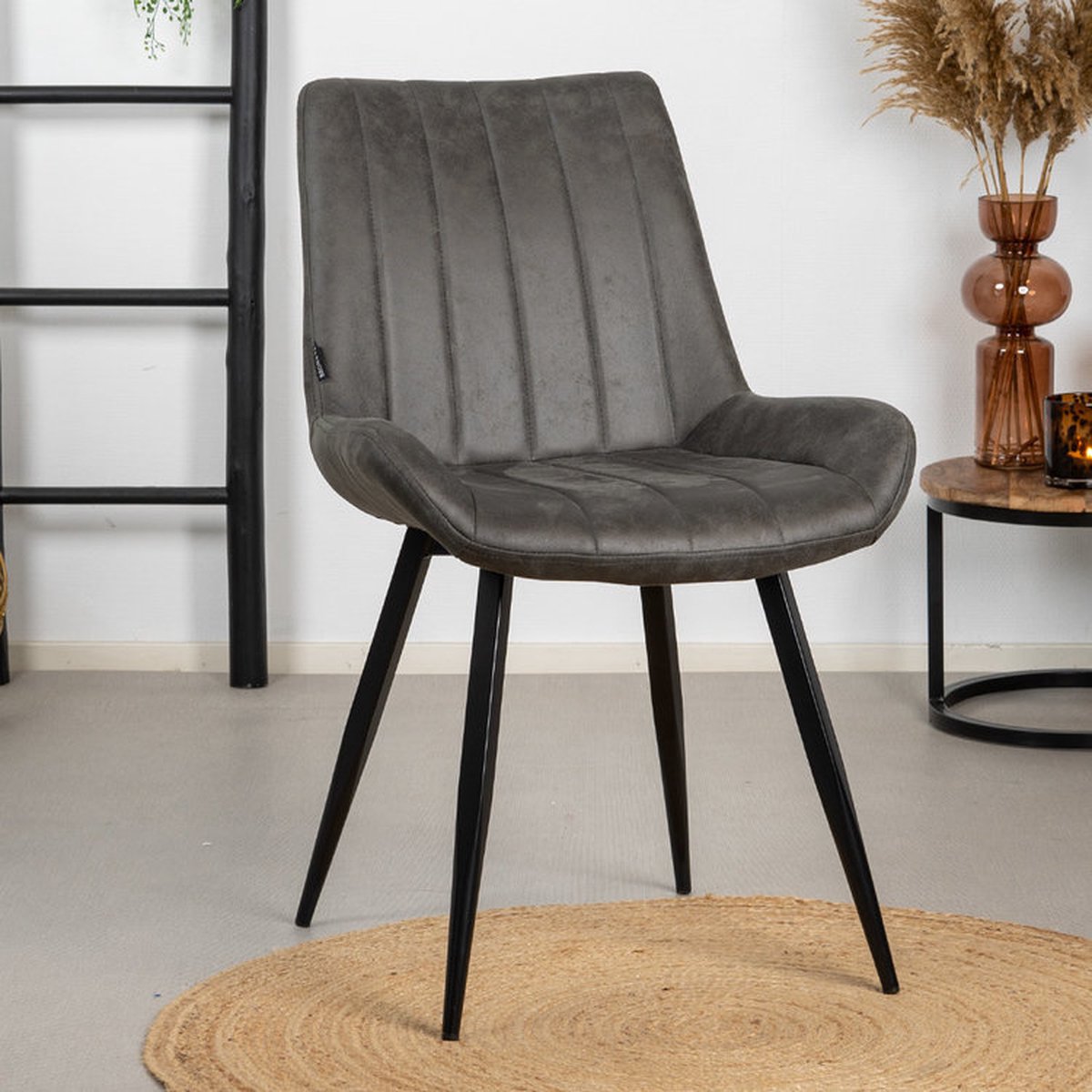 Bronx71 Industriële Eetkamerstoel Brooke Antraciet - Eetkamerstoelen Set Van 4. - Grijs