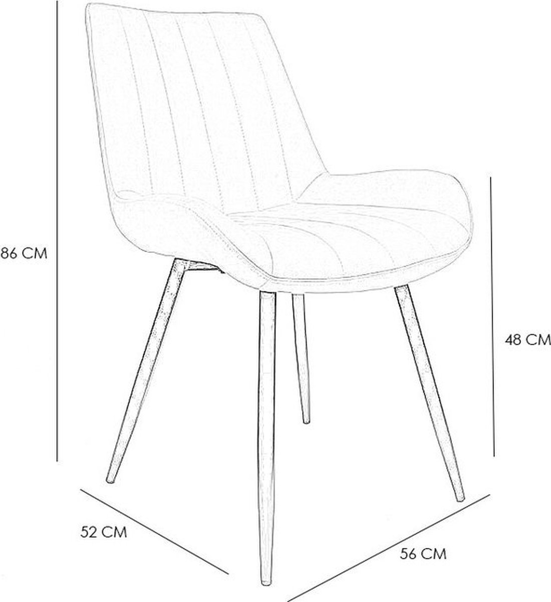 Bronx71 Industriële Eetkamerstoel Brooke Antraciet - Eetkamerstoelen Set Van 4. - Grijs