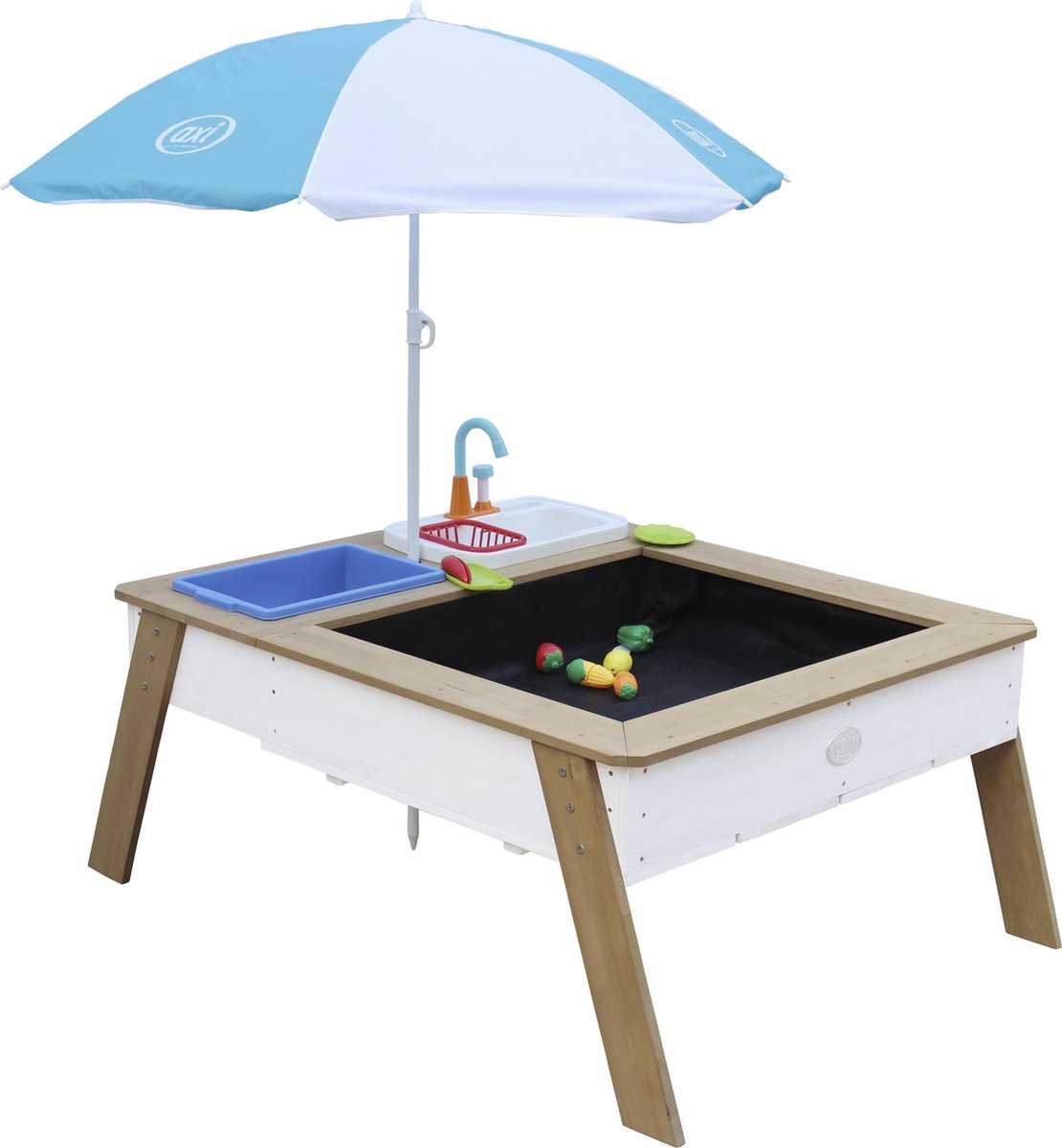 axi Linda Zand & Watertafel Van Hout Met Speelkeuken & Wastafel Zandtafel Voor Kinderen In Bruin & - Wit