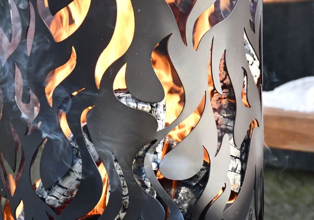 Esschert Design Vuurkorf Vlammen 39 X 39 X 118 Cm Staal - Zwart