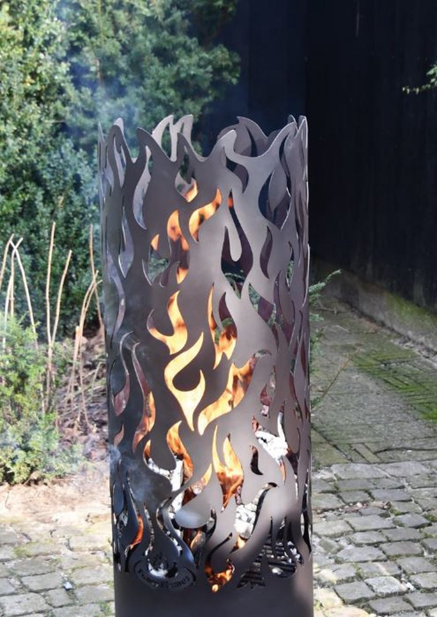 Esschert Design Vuurkorf Vlammen 39 X 39 X 118 Cm Staal - Zwart