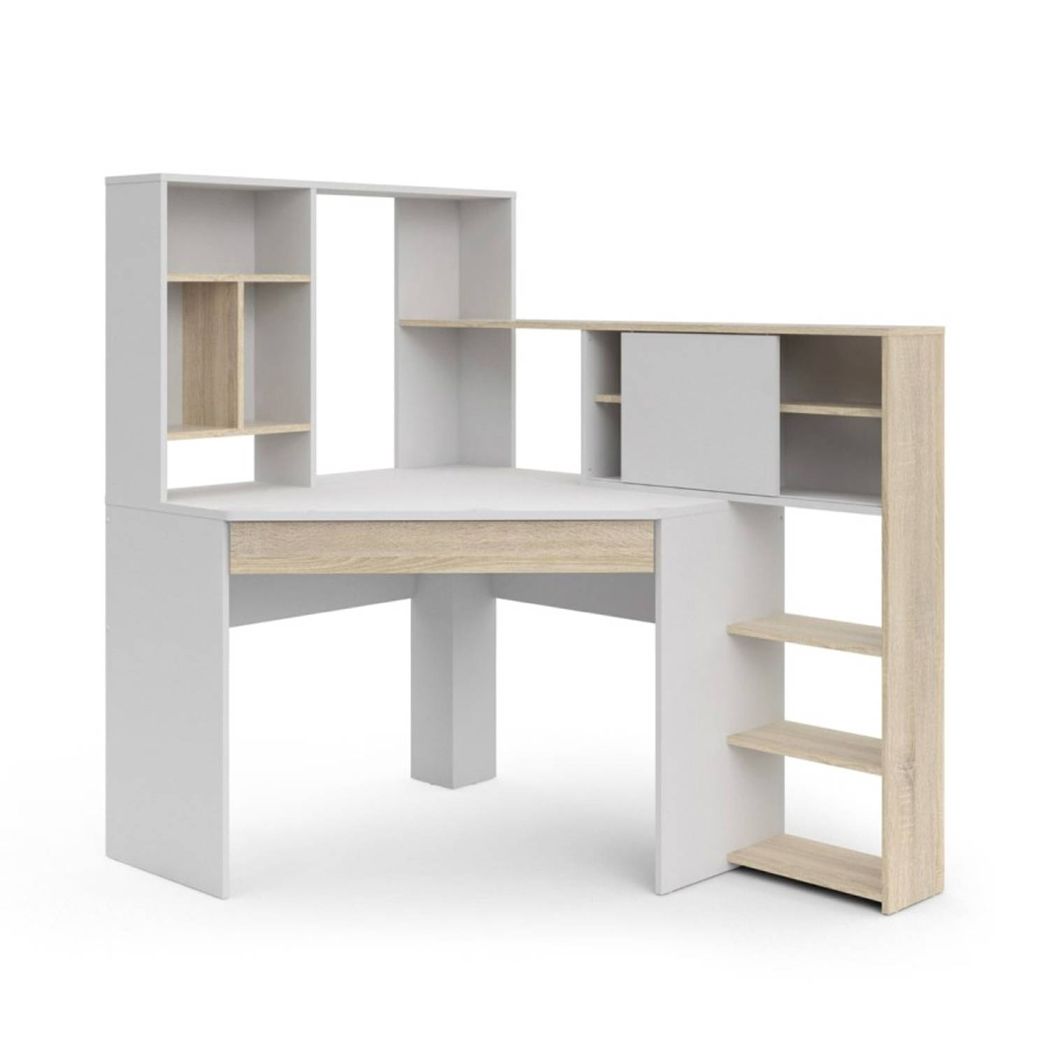 Fula Bureau 1 Lade En Eiken Structuur Decor. - Wit