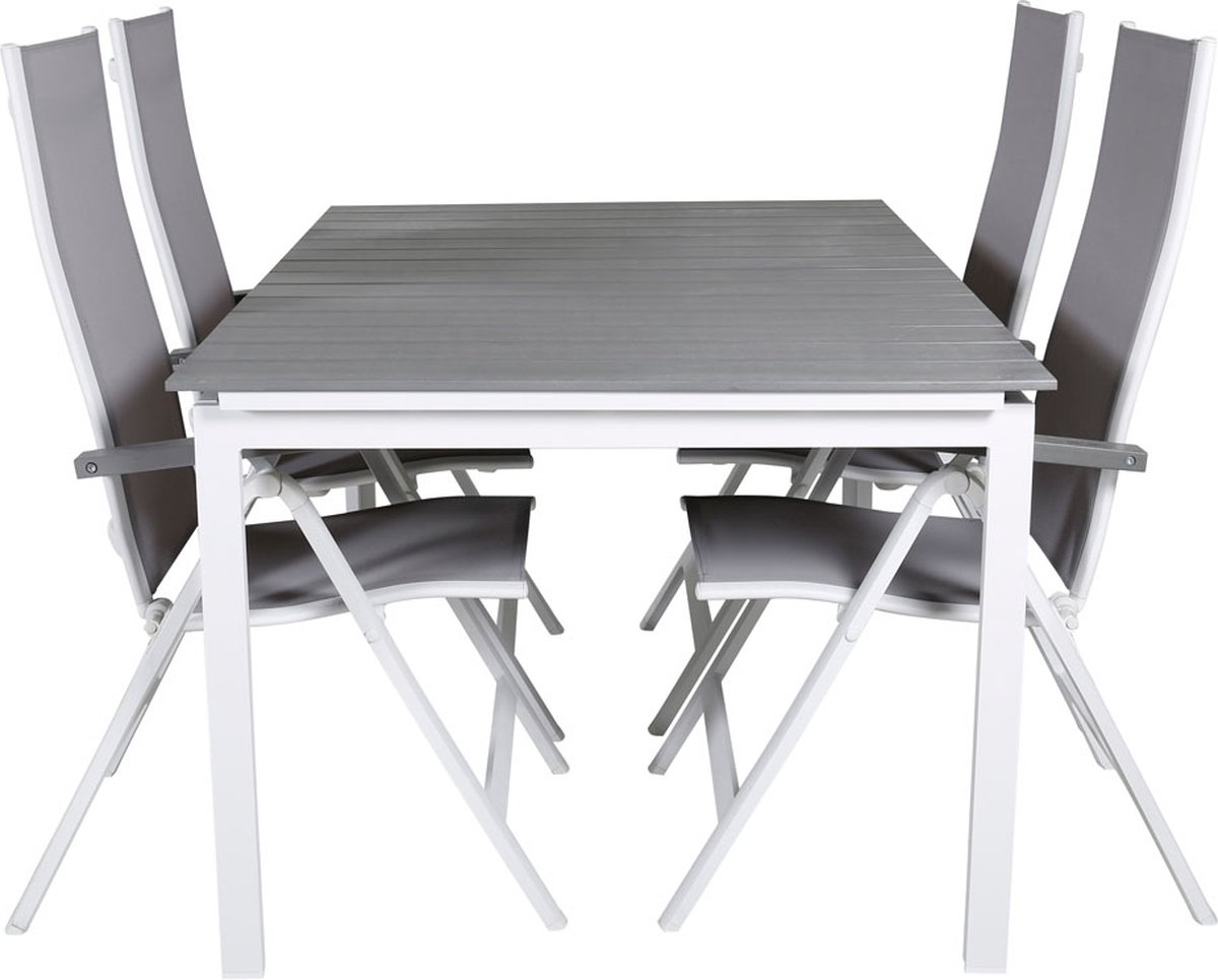 Levels Tuinmeubelset Tafel 100x160/240cm En 4 Stoel Albany, Grijs. - Wit