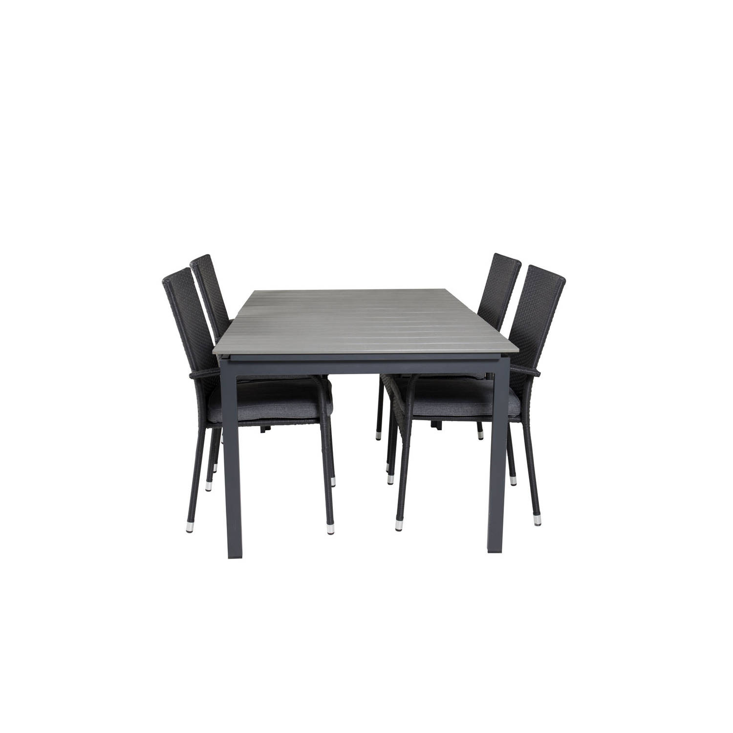 Levels Tuinmeubelset Tafel 100x160/240cm En 4 Stoel Anna, Grijs. - Zwart