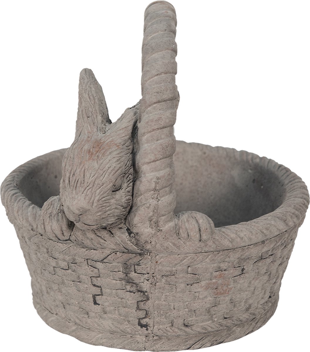 Clayre & Eef Decoratie Beeld Konijn 24*21*22 Cm, Bruin Steen Rond Paashaas Paashaas - Grijs