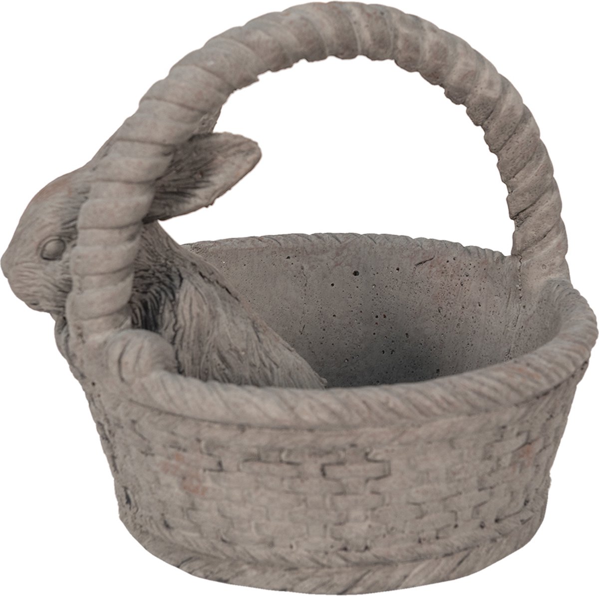 Clayre & Eef Decoratie Beeld Konijn 24*21*22 Cm, Bruin Steen Rond Paashaas Paashaas - Grijs