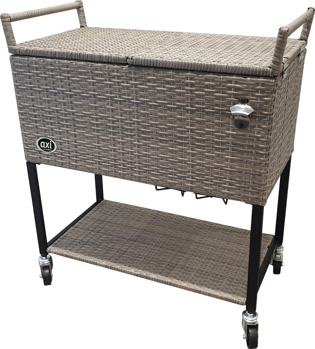 axi Retro Cooler Wicker-look Outdoor Koeler Op Wielen Met 76l Inhoud - Bruin