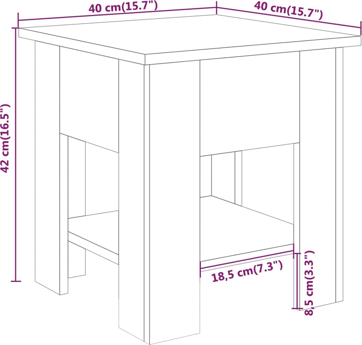 Vidaxl Salontafel 40x40x42 Cm Bewerkt Hout Sonoma Eikenkleurig - Bruin