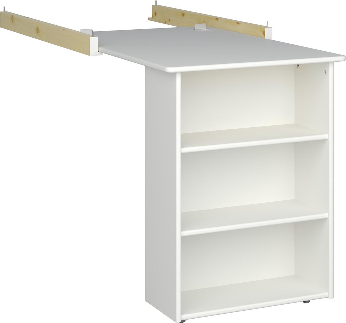 Molly,oscar Kids Bureau Uitschuifbaar Tafelblad Met 3 Planken Gebrokente Lak. - Wit