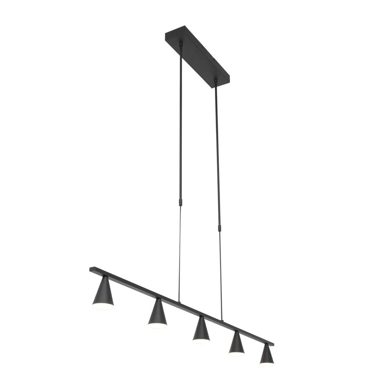 Steinhauer Hanglamp Vortex 5 Lichts L 120 Cm - Zwart