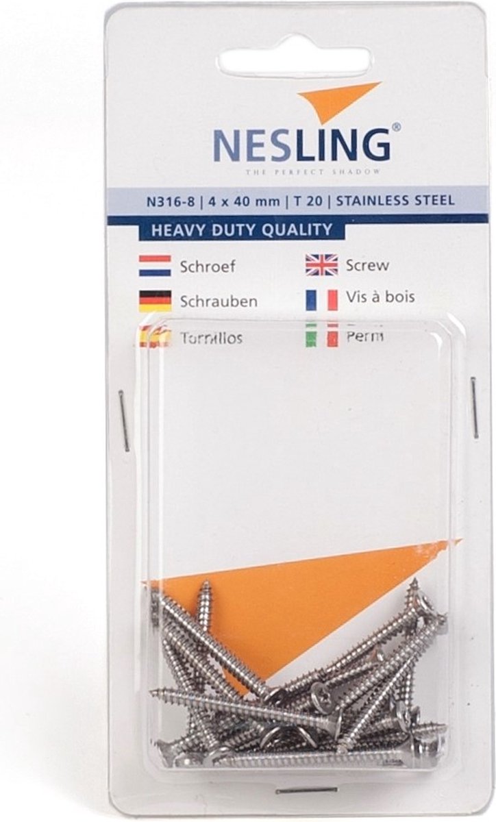 Nesling Schroeven 20x, Rvs