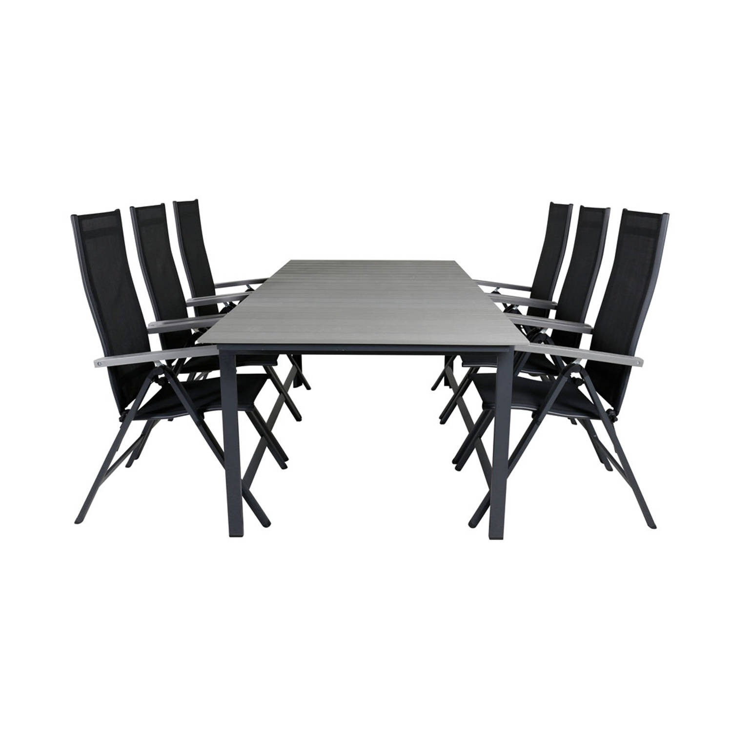 Levels Tuinmeubelset Tafel 100x229/310cm En 6 Stoel Albany,. - Grijs