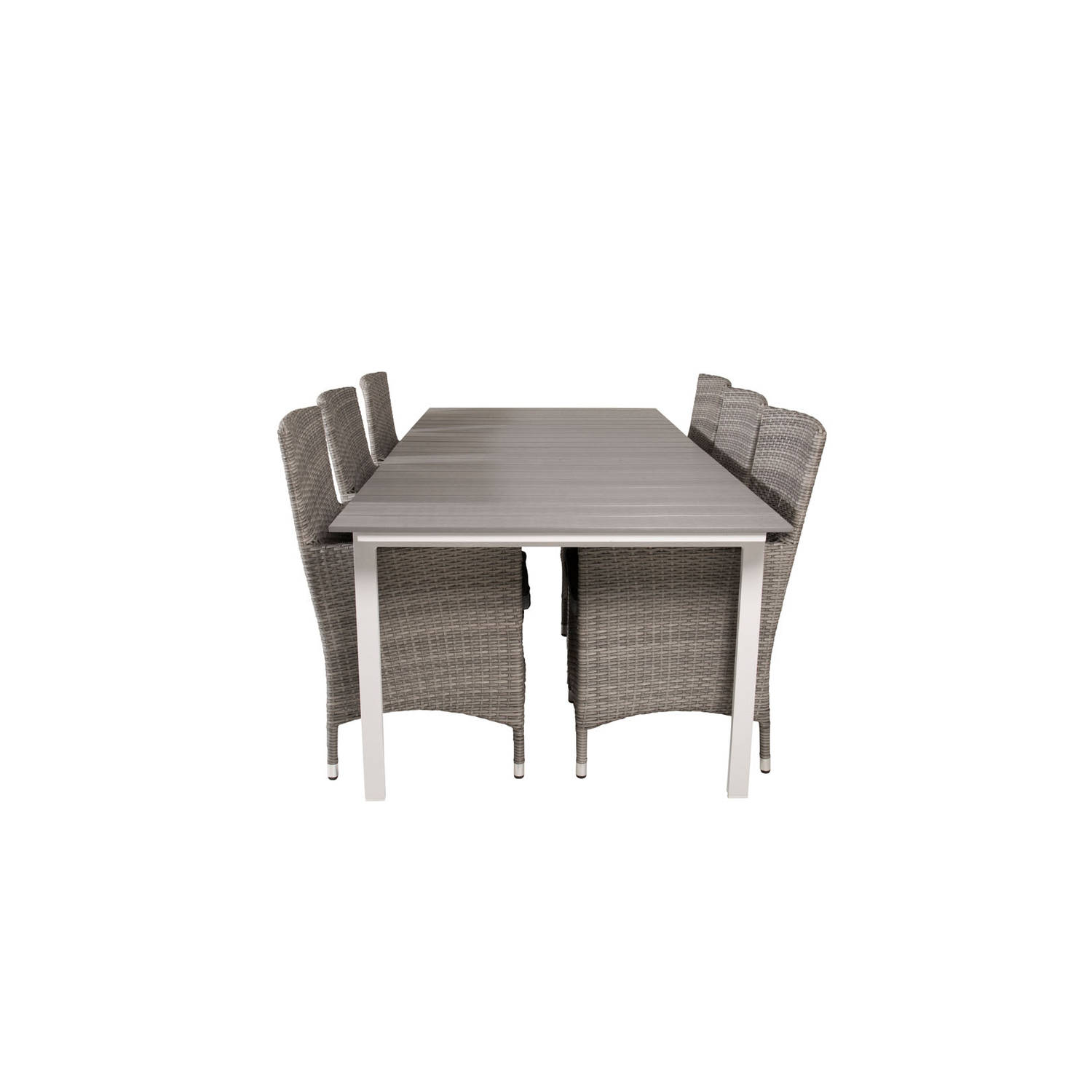 Levels Tuinmeubelset Tafel 100x229/310cm En 6 Stoel Malin. - Grijs