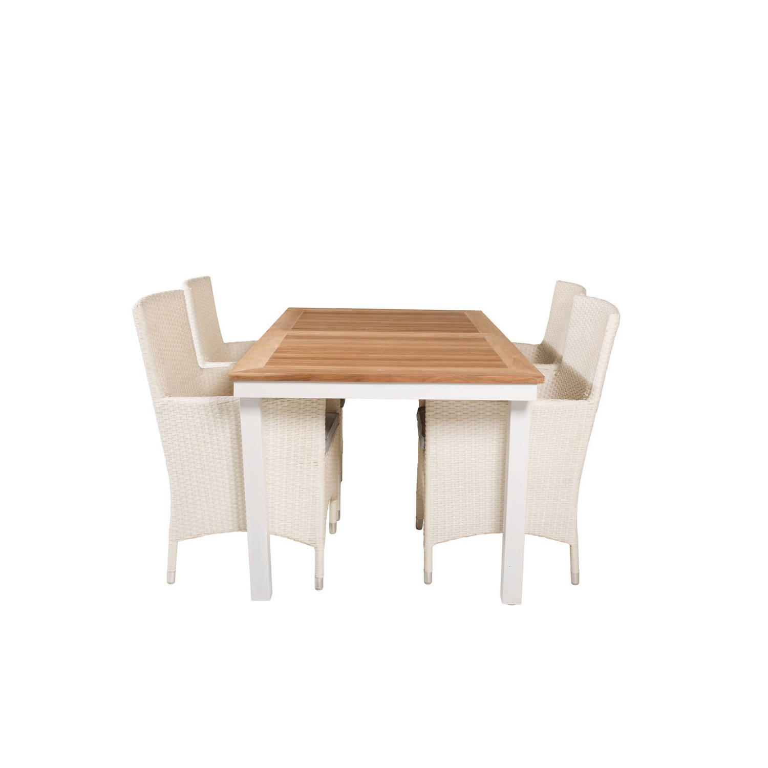 Panama Tuinmeubelset Tafel 90x160/240cm En 4 Stoel Malin, Naturel. - Wit