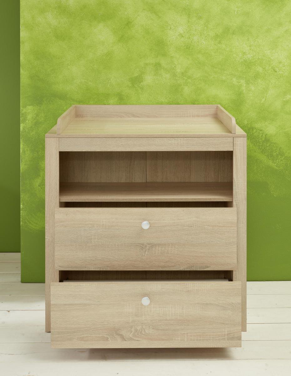 Olja Commode Met 2 Lades En 1 Plank, Eiken Decor. - Bruin