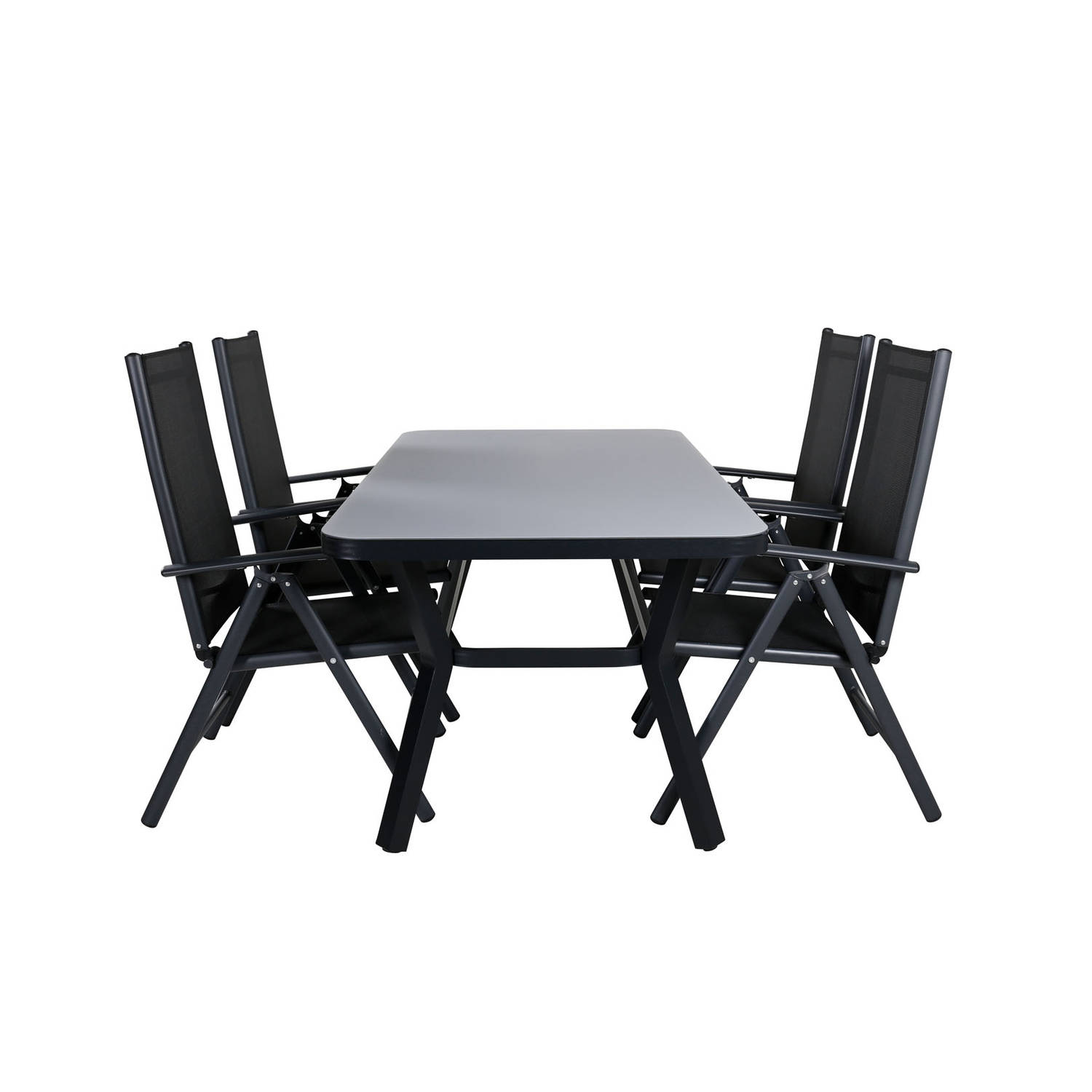 Virya Tuinmeubelset Tafel 90x160cm En 4 Stoel Break, Grijs. - Zwart