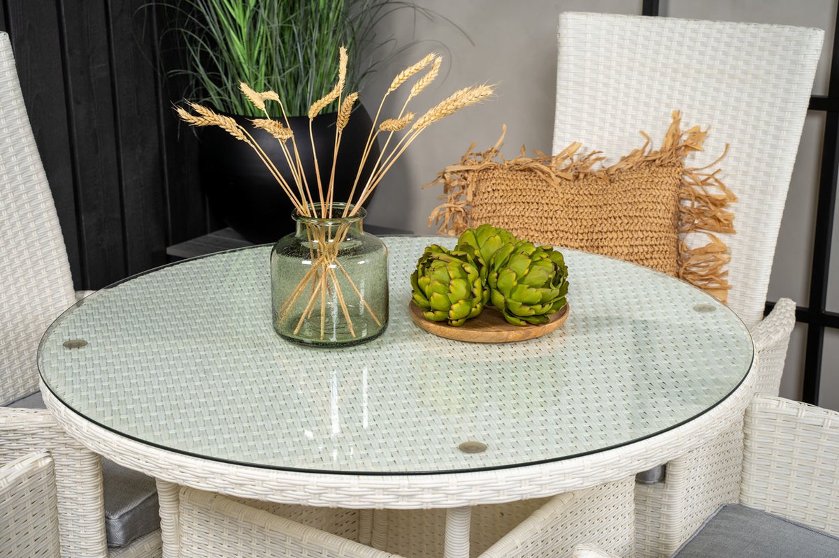 Volta Tuinmeubelset Tafel Ø90cm En 4 Stoel Padova. - Wit
