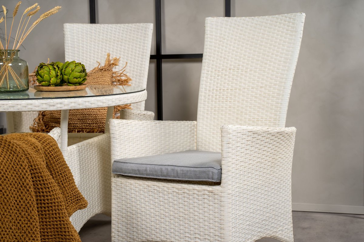 Volta Tuinmeubelset Tafel Ø90cm En 4 Stoel Padova. - Wit