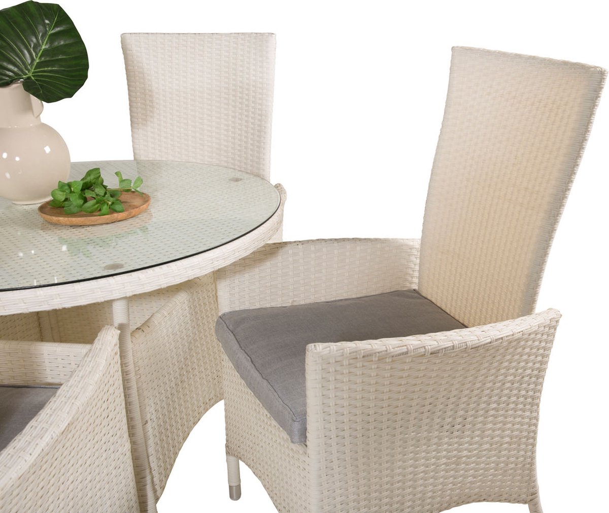 Volta Tuinmeubelset Tafel Ø90cm En 4 Stoel Padova. - Wit