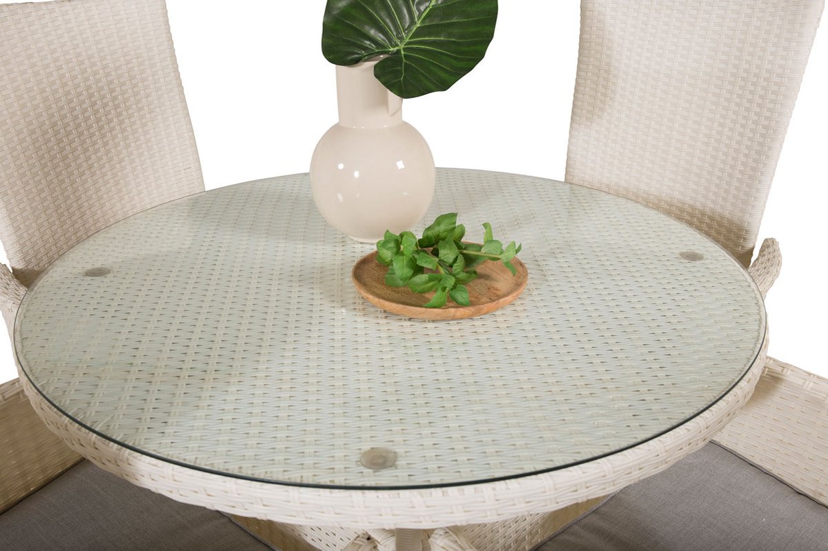 Volta Tuinmeubelset Tafel Ø90cm En 4 Stoel Padova. - Wit