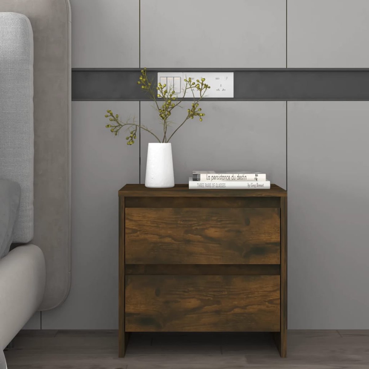 Vidaxl Nachtkastjes 2 St 45x34,5x44,5 Cm Spaanplaat Gerookt Eikenkleur - Bruin