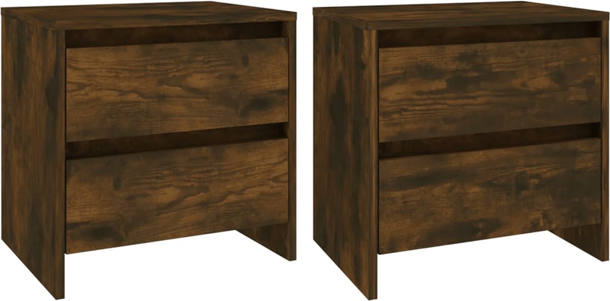 Vidaxl Nachtkastjes 2 St 45x34,5x44,5 Cm Spaanplaat Gerookt Eikenkleur - Bruin