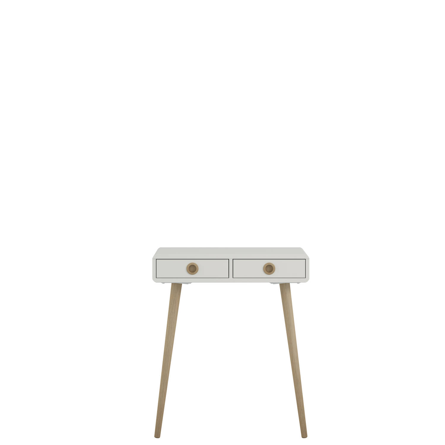 Sofus Sidetable Met 2 Lades Gelakt, Eiken Onderstel En Handgreep. - Wit