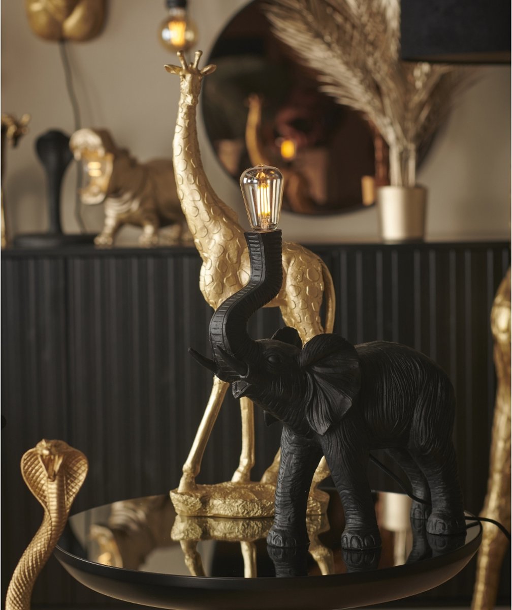 Light & Living Elephant Tafellamp - Zwart