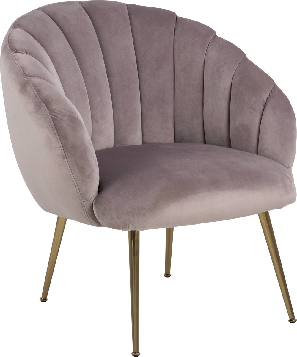 Dany Fauteuil Loungestoel Oud, Messingkleurig. - Roze