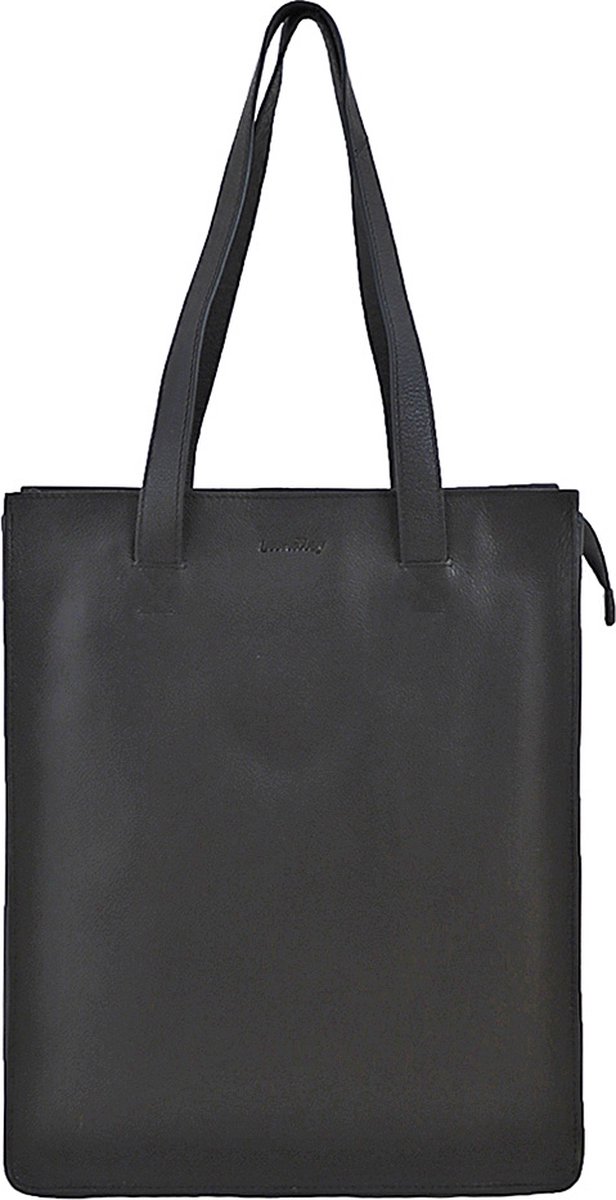 Landley Leren Dames Shopper 13 Inch Laptoptas - Handtas / Schoudertas - 13.3 Inch - Leer - - Zwart