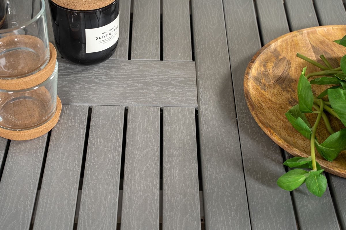 Albany Tuinmeubelset Tafel 90x160/240cm En 4 Stoel Malin, Grijs. - Wit