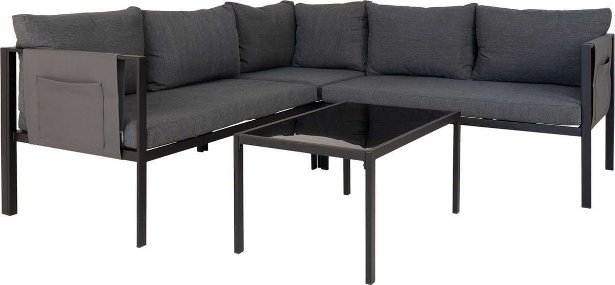 Cannes Tuinmeubelset Incl. Kussens En Tafel Met Glasplaat,. - Grijs