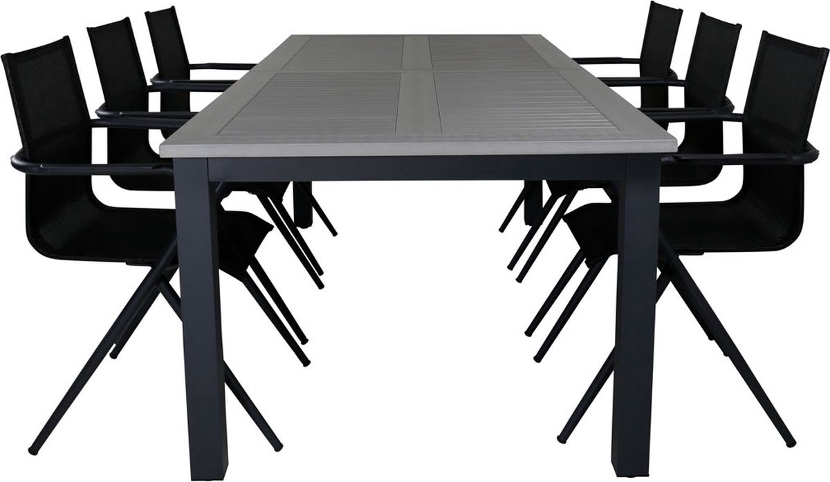 Albany Tuinmeubelset Tafel 100x224/324cm En 6 Stoel Alina,. - Grijs