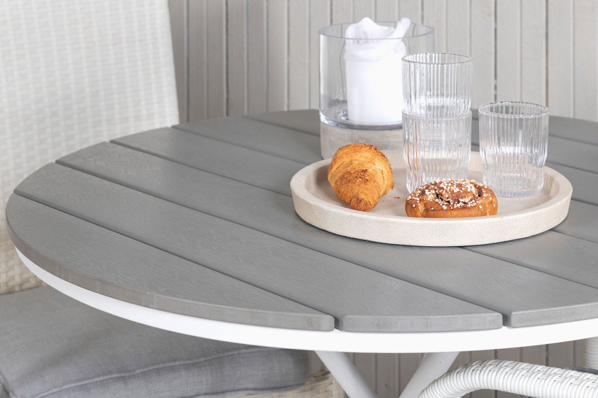 Parma Tuinmeubelset Tafel Ø90cm En 2 Stoel Anna, Gebroken. - Grijs