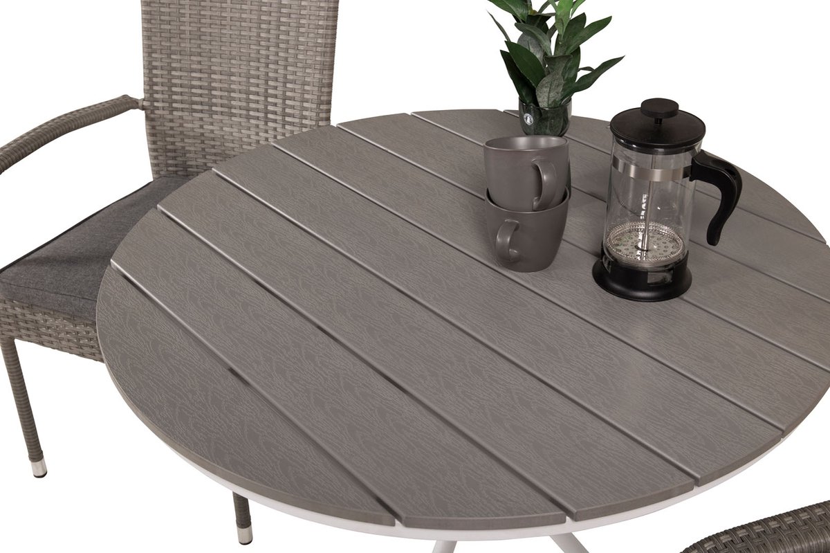 Parma Tuinmeubelset Tafel Ø90cm En 2 Stoel Anna, Gebroken. - Grijs